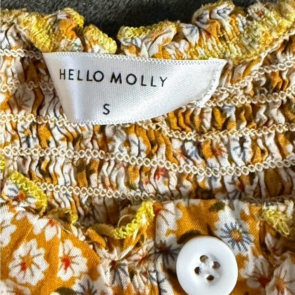 Hello Molly Yellow Floral Mini Dress with Button-up Detail - Picture 4 of 4